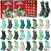 Hercicy 24 Pairs of Christmas Socks Advent Calendar for Adults Men Women Warm Cotton Pickle Socks Countdown to 2025 Christmas Funny Advent 24 Days Countdown Gifts for Fun Xmas Party Favors