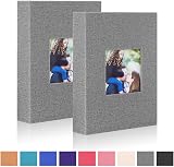 Benjia Small Photo Album 6x4 2 Packs 100 Pockets Linen Grey 10x15cm view 2