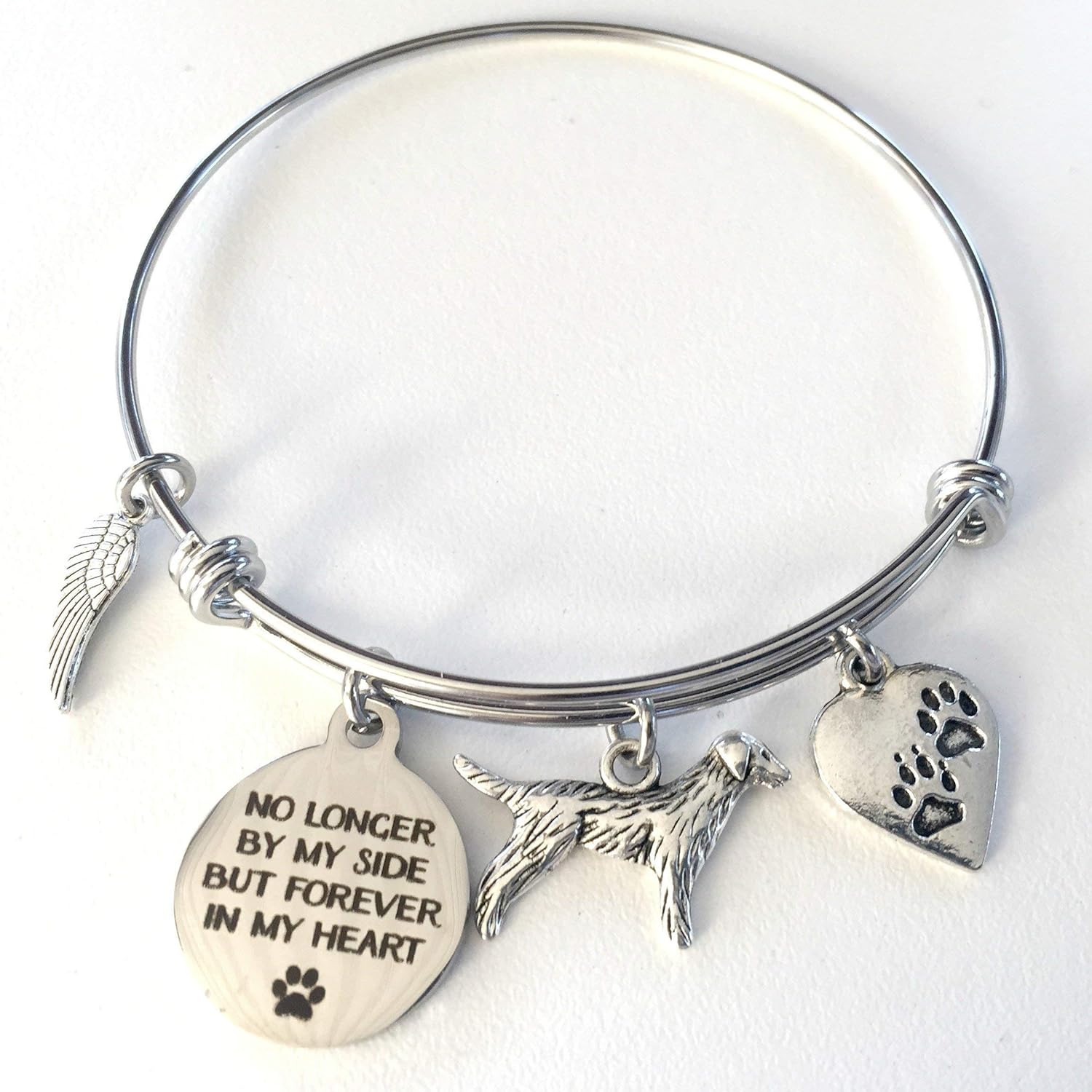 Dog Memorial Charm Bracelet for Pet Loss No