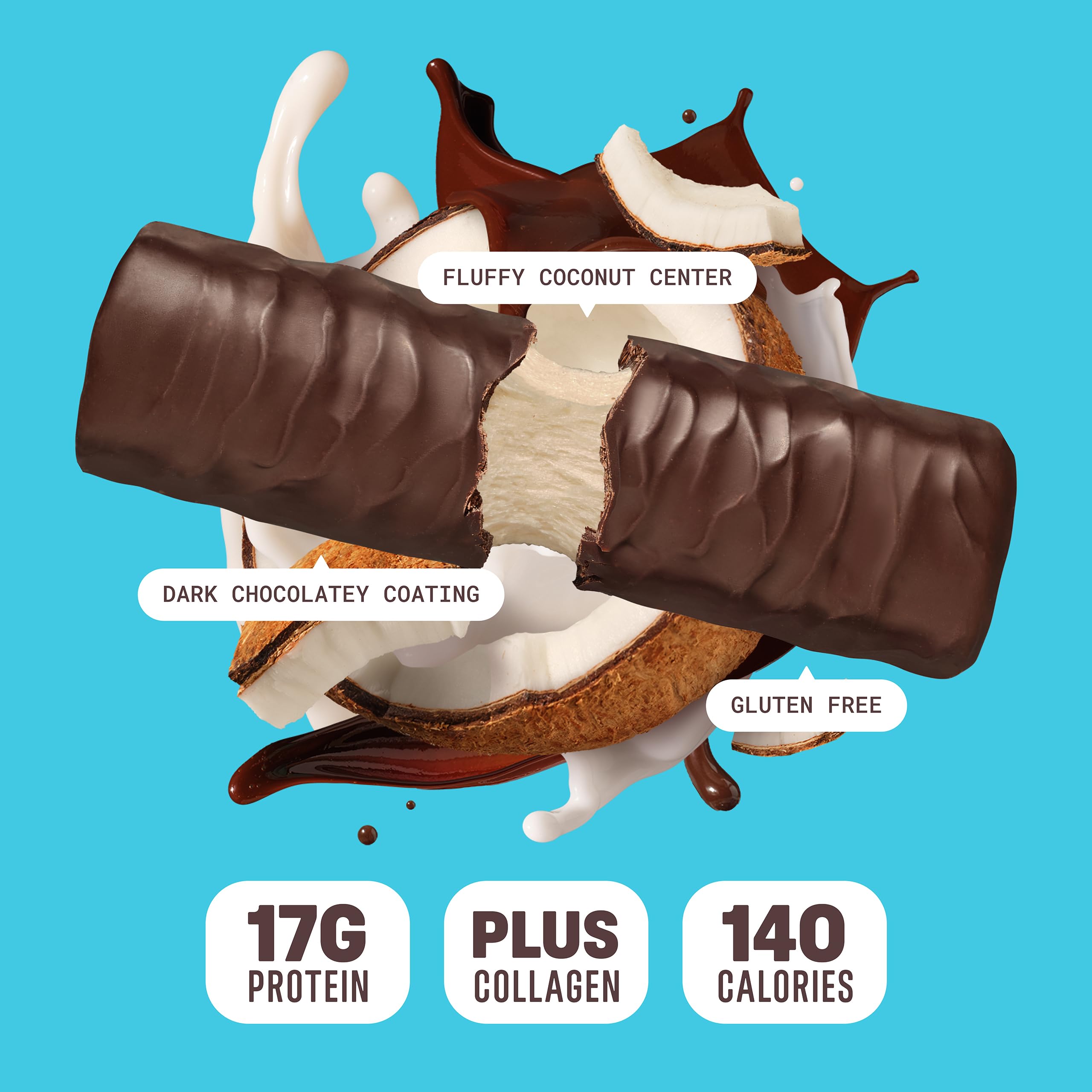 Built Bar, Puff Protein Bars, Coconut Puff, 17g Protein Snacks, On-The-Go Bars, Only 140 Calories, 6g Sugar, Collagen, Gluten Free, 12 Count