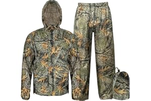 Tongcamo Rain Suits for Men Waterproof - Rain Jacket Pants Adults Rain Gear Lightweight Raincoat with Hood Hunting Camo