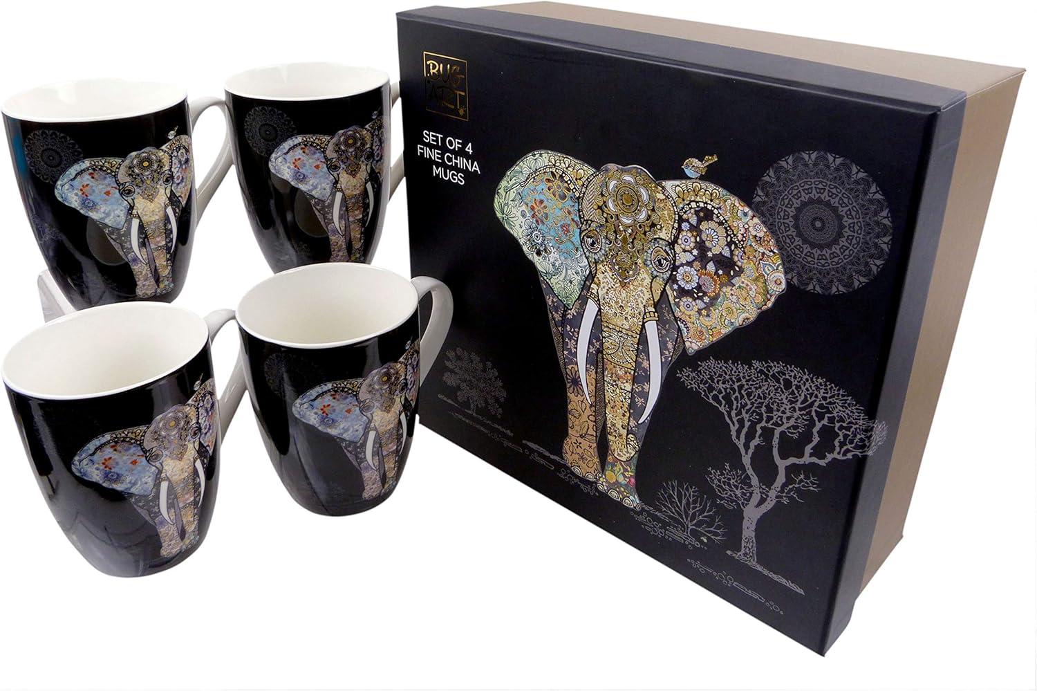 Bug Art Set of Four Mugs Elephant Design Amazon.co.uk Kitchen & Home