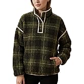 CUBRIDGE Fleece Pullover Women Button Down Fleece Pullover Jacket Oversized Winter Trendy Sherpa Sweatshirt with Pocket