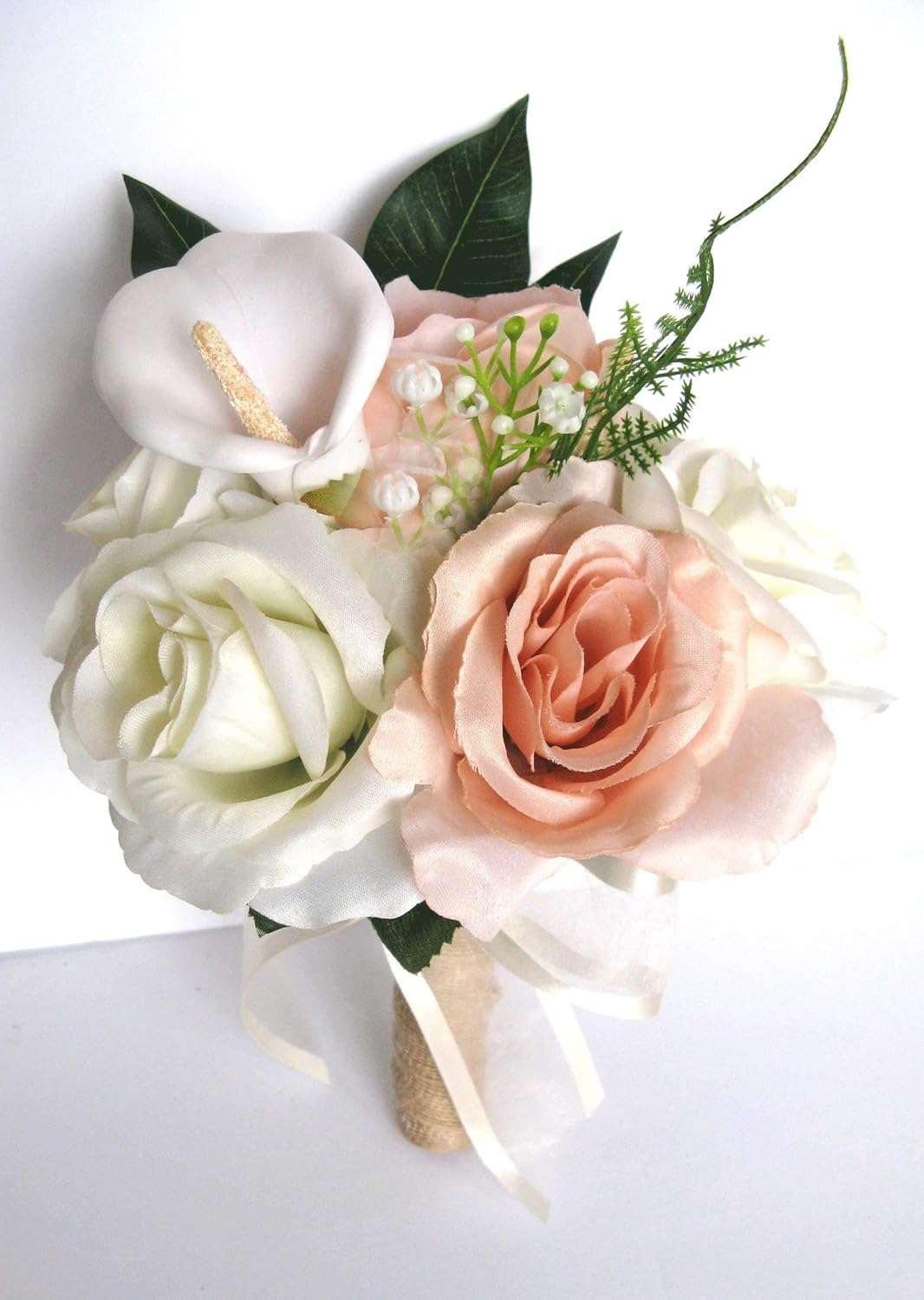 Home Decor Cream Rose 17 Tall Wedding Bridal Flower Bouquet Silk Home Craft General Decor Floral Decor