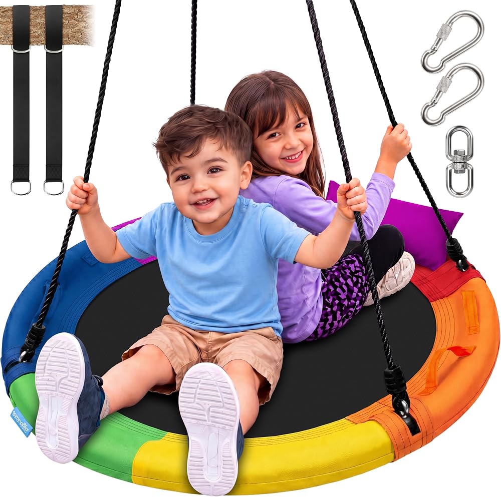 SereneLife Tree Swing Seat Large 102 cm Rainbow Saucer Swing 318 kg