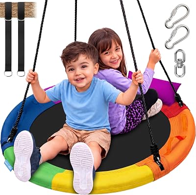SereneLife Tree Swing Seat Large 102 cm Rainbow Saucer Swing 318 kg