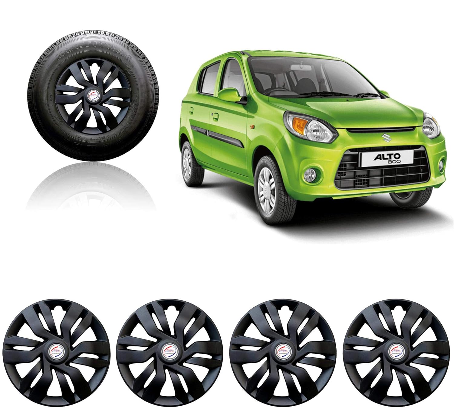 Auto Pearl 12inch Black Wheel Cover Cap for Alto 800 2016 (Set of 4