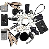 BATUMEYE Keychain Set for Woman Gift with Whistle Bottle Opener Card Holder Wristlet Strap Travel Bottle Holder