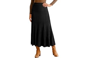 Arach&Cloz Women's Wool Blend Wide Elastic Band A-Line Pleated Flowy Long Skirts 2025