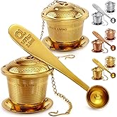 Apace Loose Leaf Tea Infuser (Set of 2) with Tea Scoop and Drip Tray - Ultra Fine Stainless Steel Strainer & Steeper for a Su