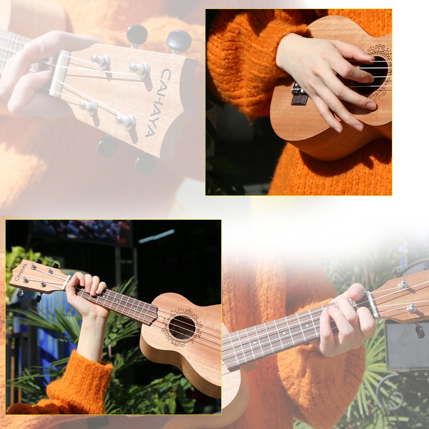 Instrumentos de cuerda Ukelele Concierto CAHAYA Afinador Digital y Correa  para Principiantes Ukelele de 23 Pulgadas con 4 Cuerdas de Nailon AQUILA  importadas de Italia incluye Bolsa de Transporte Instrumentos musicales  pomar.com.co