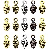 Honbay 80PCS Alloy Pine Cone Charms Pendant 3D Nut Charms Collection Small Christmas Nuts Charm Winter Pendants for Earring Bracelet Necklace Keychain Jewelry Making (4 Color)