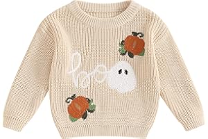 HOANSELAY Halloween Baby Clothes Ghost Embroidery Sweater Knitted Pullover Sweatshirt Tops Toddler Fall Halloween Outfits