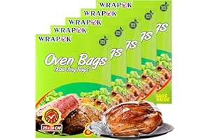 WRAPOK Oven Cooking Bags Small Size Roasting Baking Bag for Meats Ham Ribs Poultry Seafood on Thanksgiving, 10 x 15 Inch - 40 Bags Total(Pack of 5)