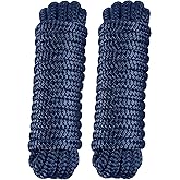 PACTHSD 2 Pack 3/8" x 20' Dock Lines - Premium Double Braided Nylon Boat Ropes with 12" Eye for Docking, Marine-Grade Boat Lines Dock Rope, High Strength Marine Rope Mooring Lines - Navy Blue
