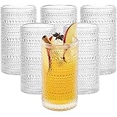 Florvani 16 Oz Hobnail Drinking Glasses Set of 6 - Clear Multipurpose Glassware Sets, Decorative & Stylish Glasses Drinking Set for Bar, Kitchen, Cocktail Glassware, Garden - Home, Dining, & Kitchen
