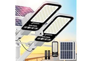 BUYTHA 1200W Solar Street Lights Outdoor - 15000LM Solar Outdoor Light IP67 Waterproof, Dusk to Dawn Solar Powered Flood Lights for Parking Lot, Walkway, Yard and Garage