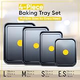 Kitcheneur 4-Pour Baking Tray Set Non-Stick 38/35/32/28 cm Dishwasher Safe view 5