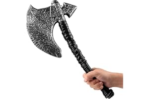 FAROCHY Medieval Viking Axe Plastic Toy Weapons, Viking Battle Axe Prop Viking Costume Halloween Axe Cosplay Silver