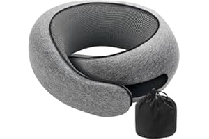 Badink® Snail Neck Pillow Memory Foam with MagicStrap – Adjustable Ergonomic Travel Pillow for Office/Airplane/Car, Washable Cover, Portable Cervical Support (Gray)