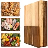 Book Cutting Board Set with Stand - Cutting boards that look like books | 3PCS Labeled Boards for Meat &amp; Fish, Bread &amp; Cheese,Fruits &amp; Vegetables,Acacia Wood,Chopping Board for Home Cooks &amp; Deco
