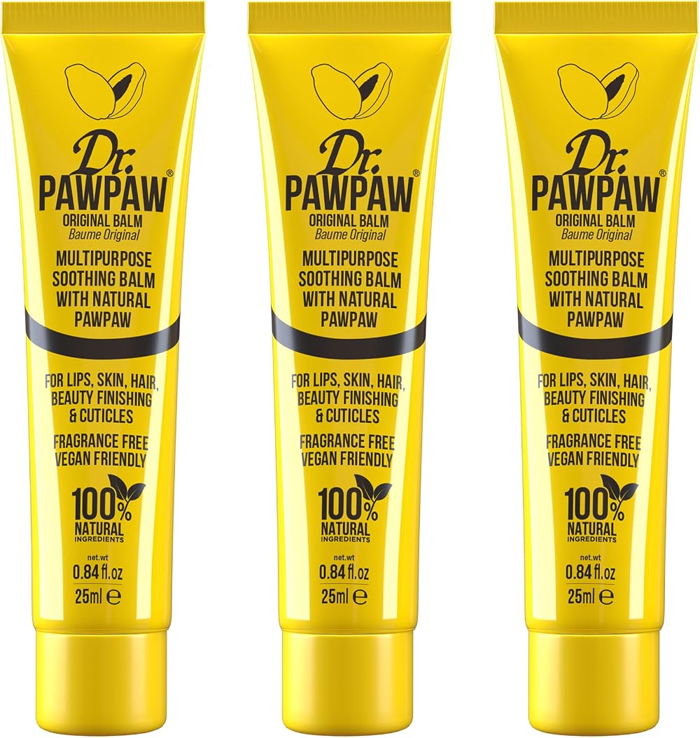 Dr. Paw Paw Original Clear Lip Balm 25ml x3 Aloe Olive Oil Vegan 3 Pack