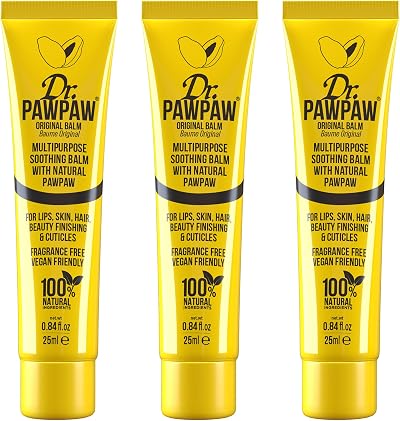 Dr. Paw Paw Original Clear Lip Balm 25ml x3 Aloe Olive Oil Vegan 3 Pack