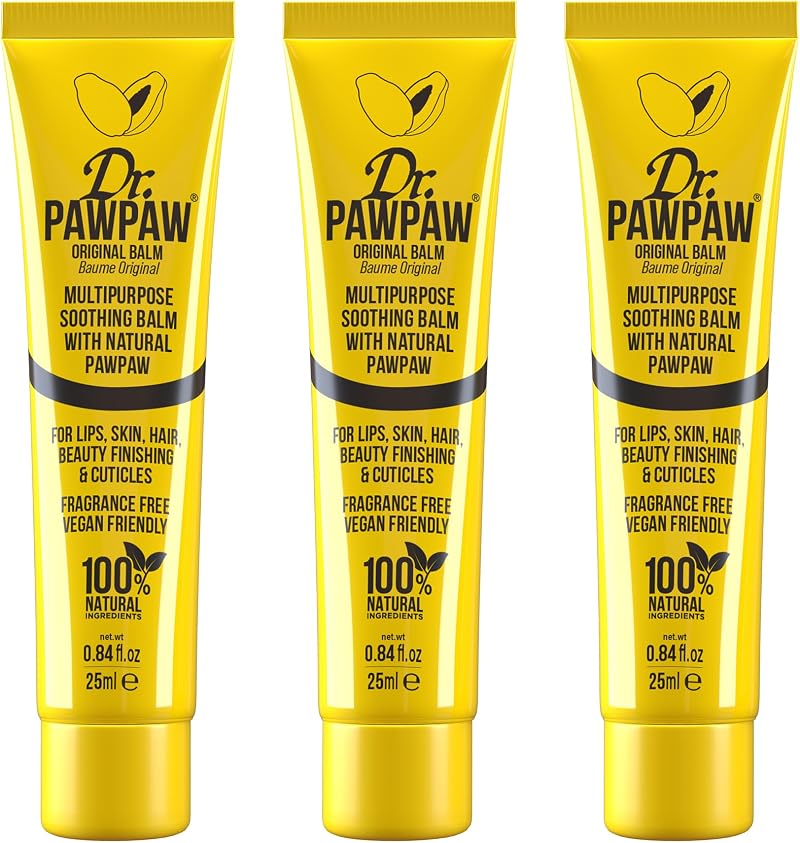 Dr. Paw Paw Original Clear Lip Balm 25ml x3 Aloe Olive Oil Vegan 3 Pack