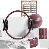 PhysKcal Pilates Kit, 15-Inch Pilates Ring with 1x Core Ball, 3X Resistant Loops and 2X Flex Bands, Home Pilates on Mat Essential Kit