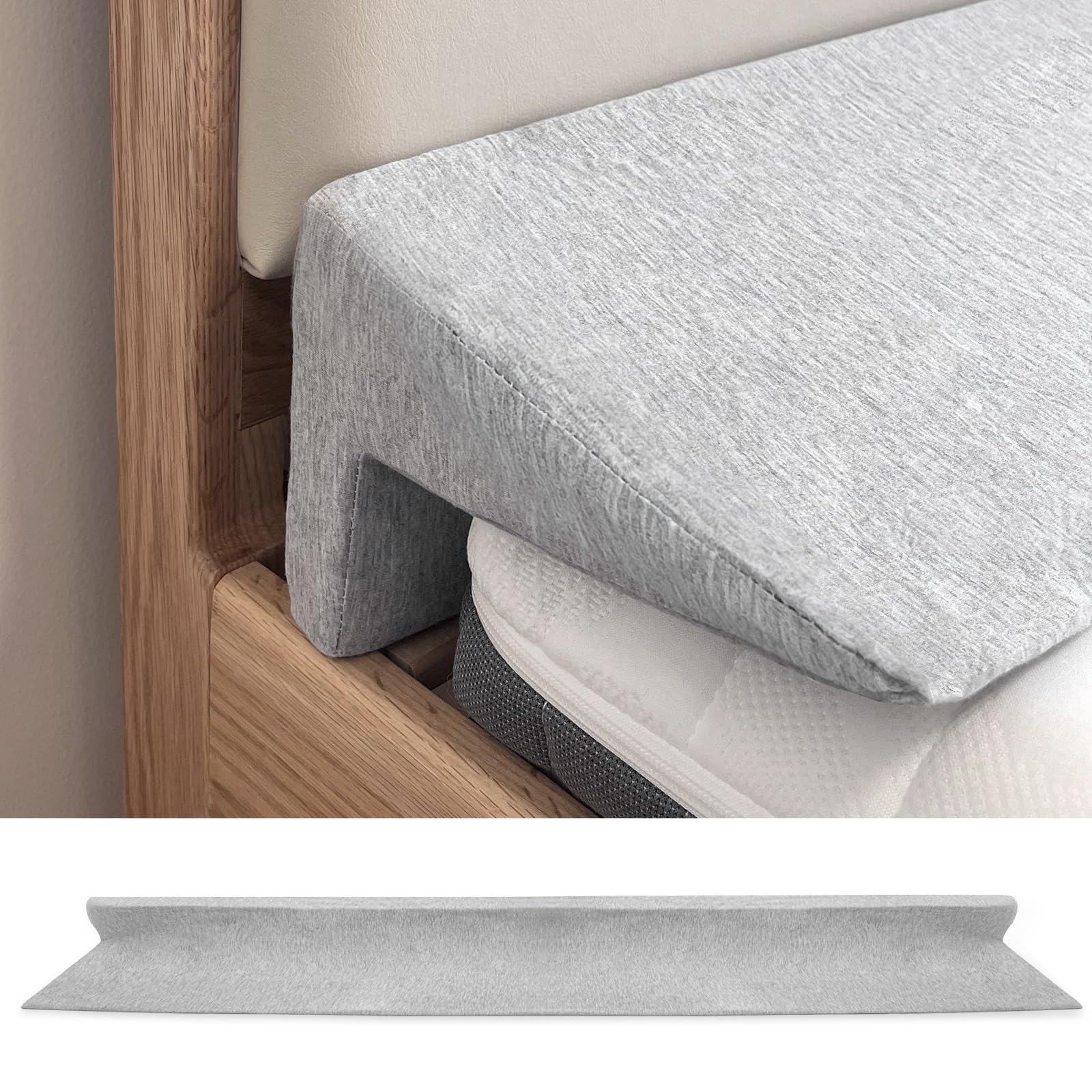 Photo 1 of 76"x8"x5" Bed Wedge Pillow for Headboard Bed Gap Filler Cover 1.5-inch Gaps Mattress Wedge Gap Filler to Stop Items Falling Down(Grey)