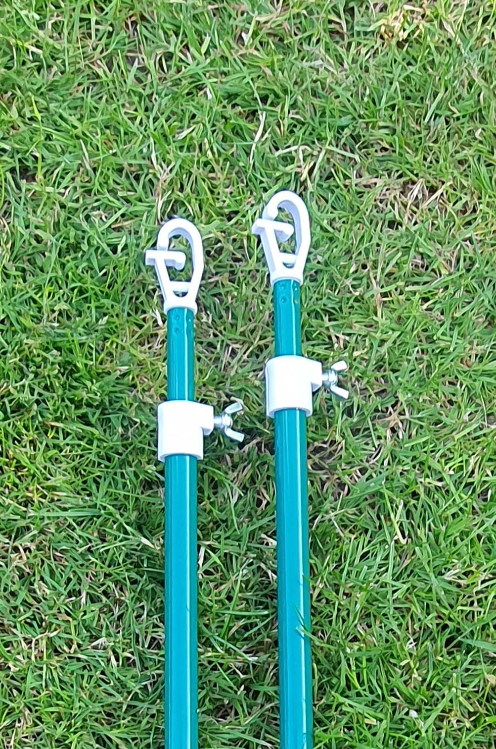 Prop Butterfly Or Twist Lock Garden Washing Line Metal Galvanised Outdoor Indoor Airer Rope String Cloths Laundry Support pole Extendable from 1.5 to 2.4m Telescopic strong (2pk Butterfly Lock)