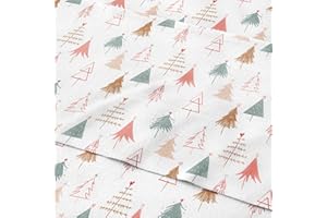 CGK UNLIMITED Flannel Christmas Sheets - 100% Cotton Flannel Sheet Set - Queen Size - Extra Soft & Cozy - Thick Warm Heavyweight Winter Bed Set - Deep Pocket Holiday Bedding for Women, Men & Kids - Christmas Tree
