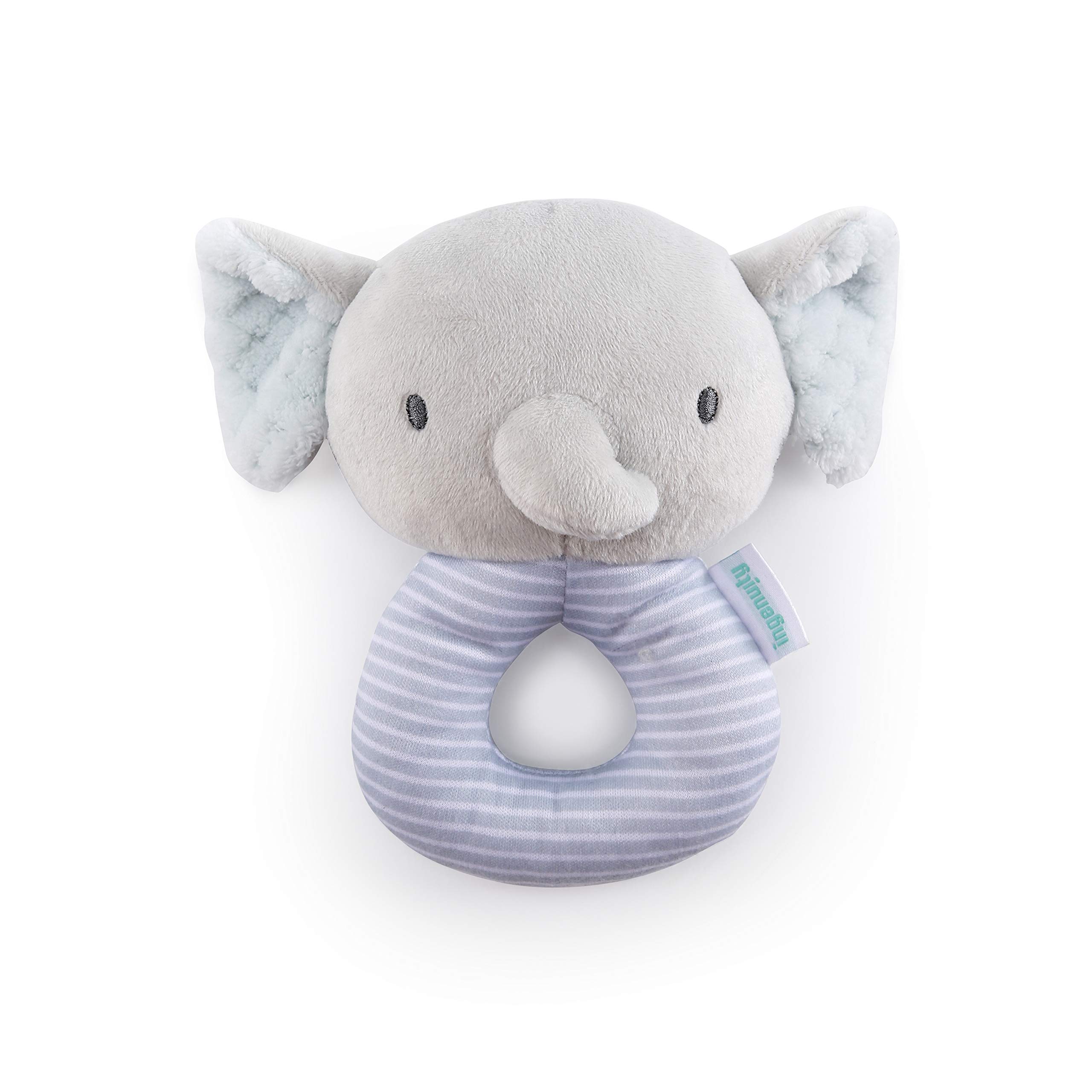 Ingenuity Premium Soft Plush Ring Rattle - Van the Elephant, Ages Newborn +