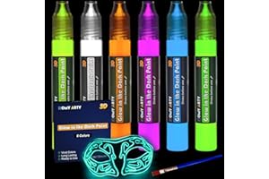 HOMY ARTY Fabric Paints, Glow in the Dark Paint -6 Colors x 30ml Long-Lasting Luminous Glow Acrylic Paint for T-Shirt, Canvas, Art Supplies, DIY Decoration