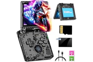 LKOHJF RG35XXSP Retro Handheld Game Console, 3.5-inch IPS Screen with Full Viewing Angle Folding, Ultra-long Battery Life, supports HDMI TV Projection and Bluetooth 4.2 Connection. Black