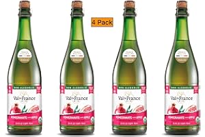 Val de France, Non-Alcoholic, Reduced Calorie, Organic and OU Kosher Sparkling Juice (Pomegranate), 25.4 Fl Oz (Pack of 4)
