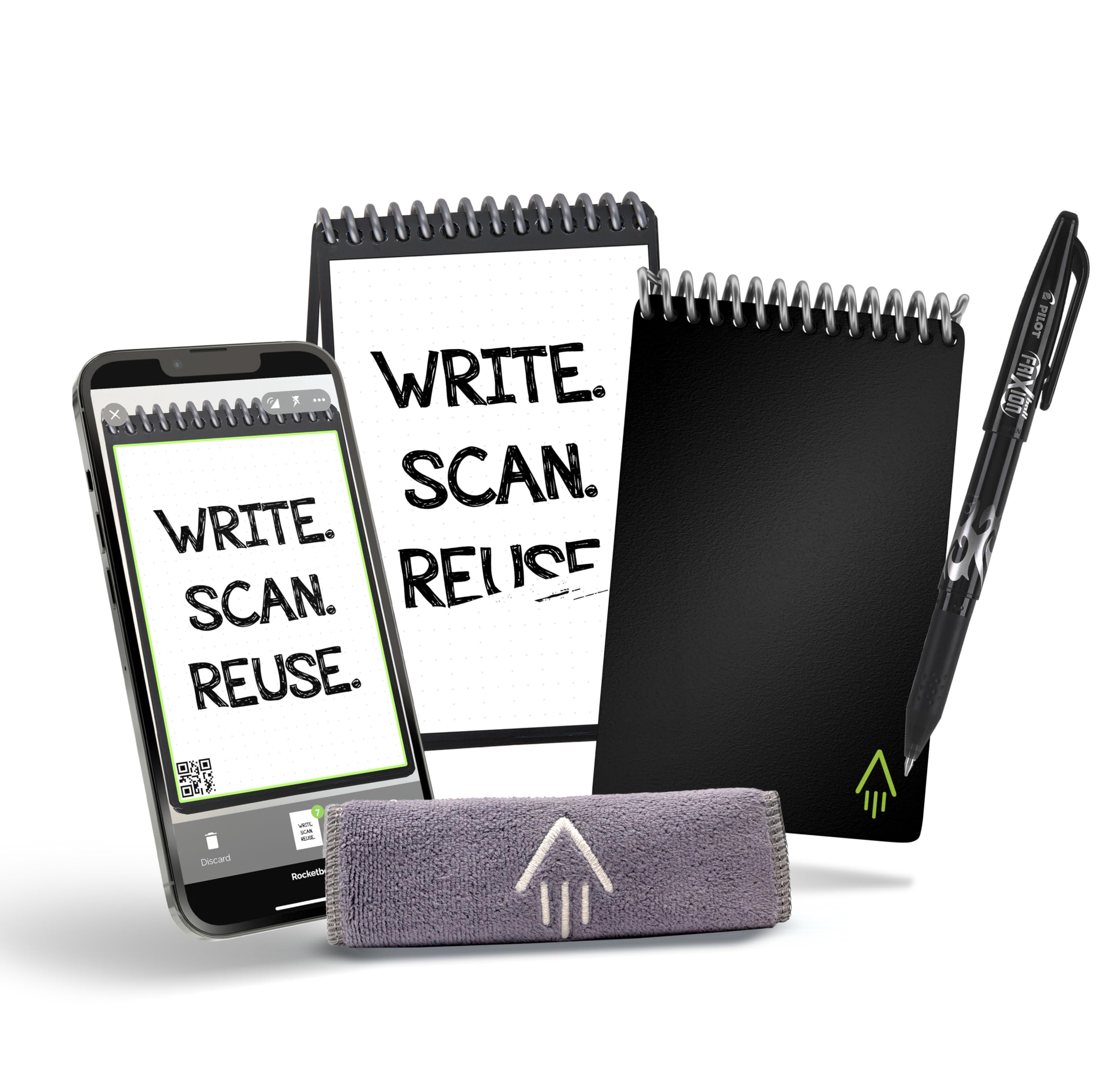 Photo 1 of Rocketbook Smart Reusable Notebook, Mini Spiral Notebook, Infinity Black, (3.5" x 5.5")