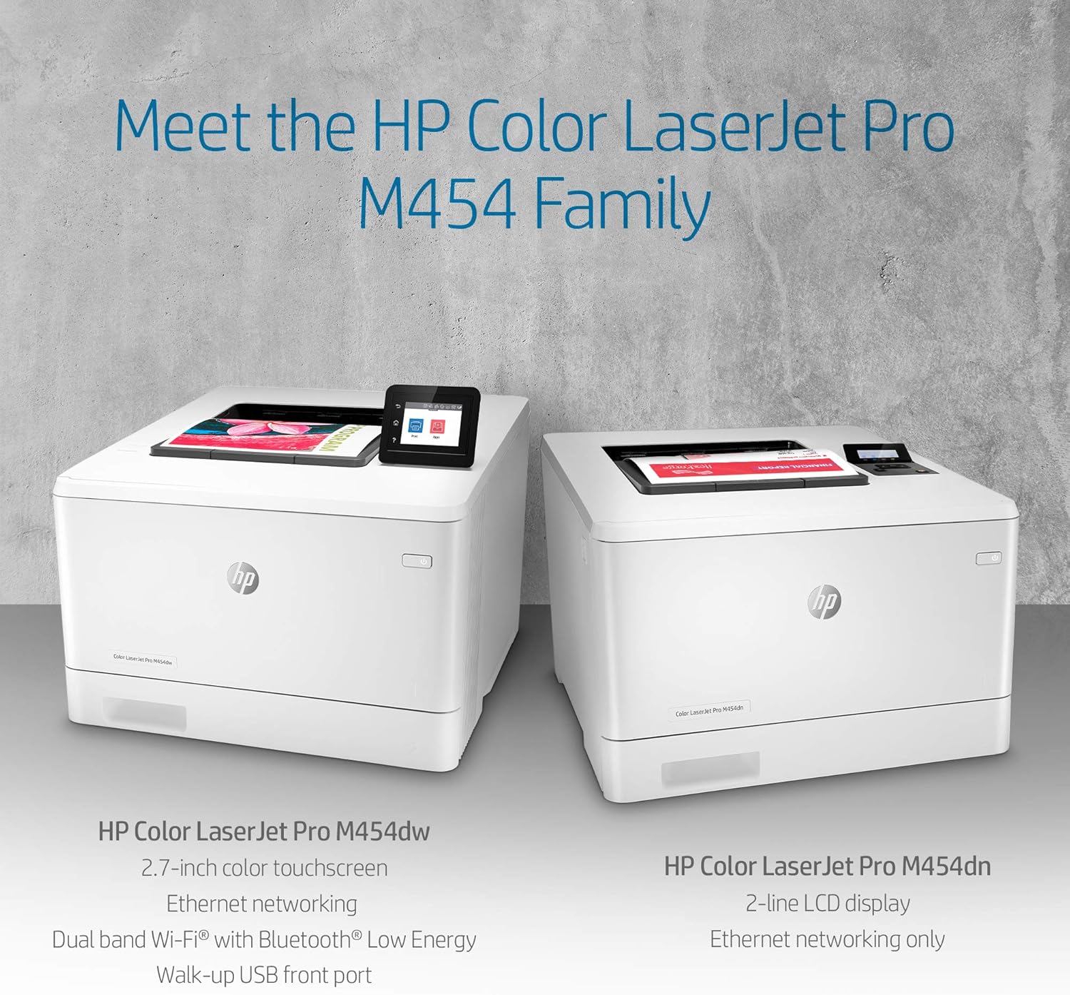 HP Color LaserJet Pro M454dw Wireless Laser Printer, Double-Sided & Mobile Printing, Security Features, Works with Alexa (W1Y45A): Electronics