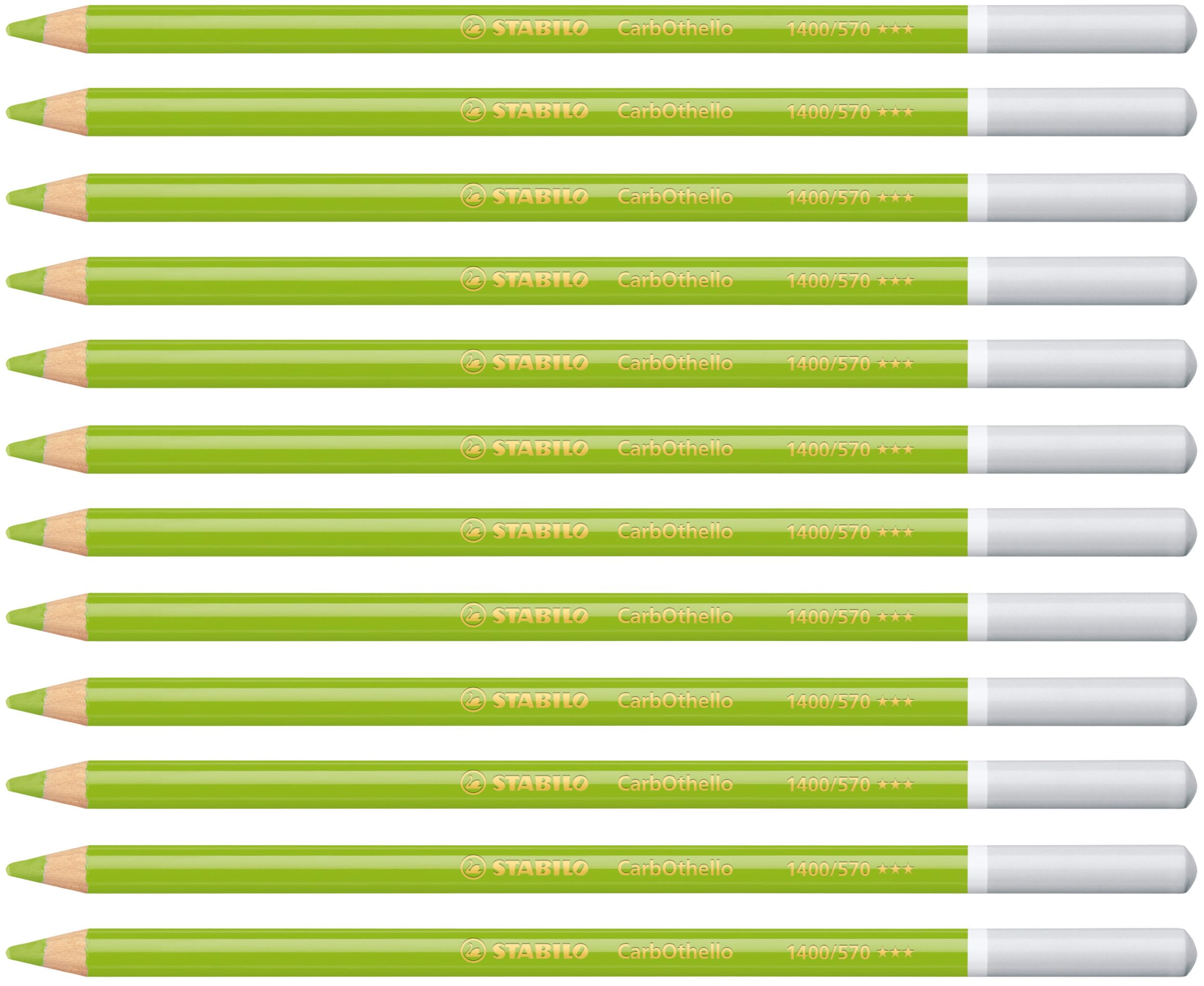 STABILO CarbOthello - Chalk-Pastel Pencil - Pack of 12 - Leaf Green Middle