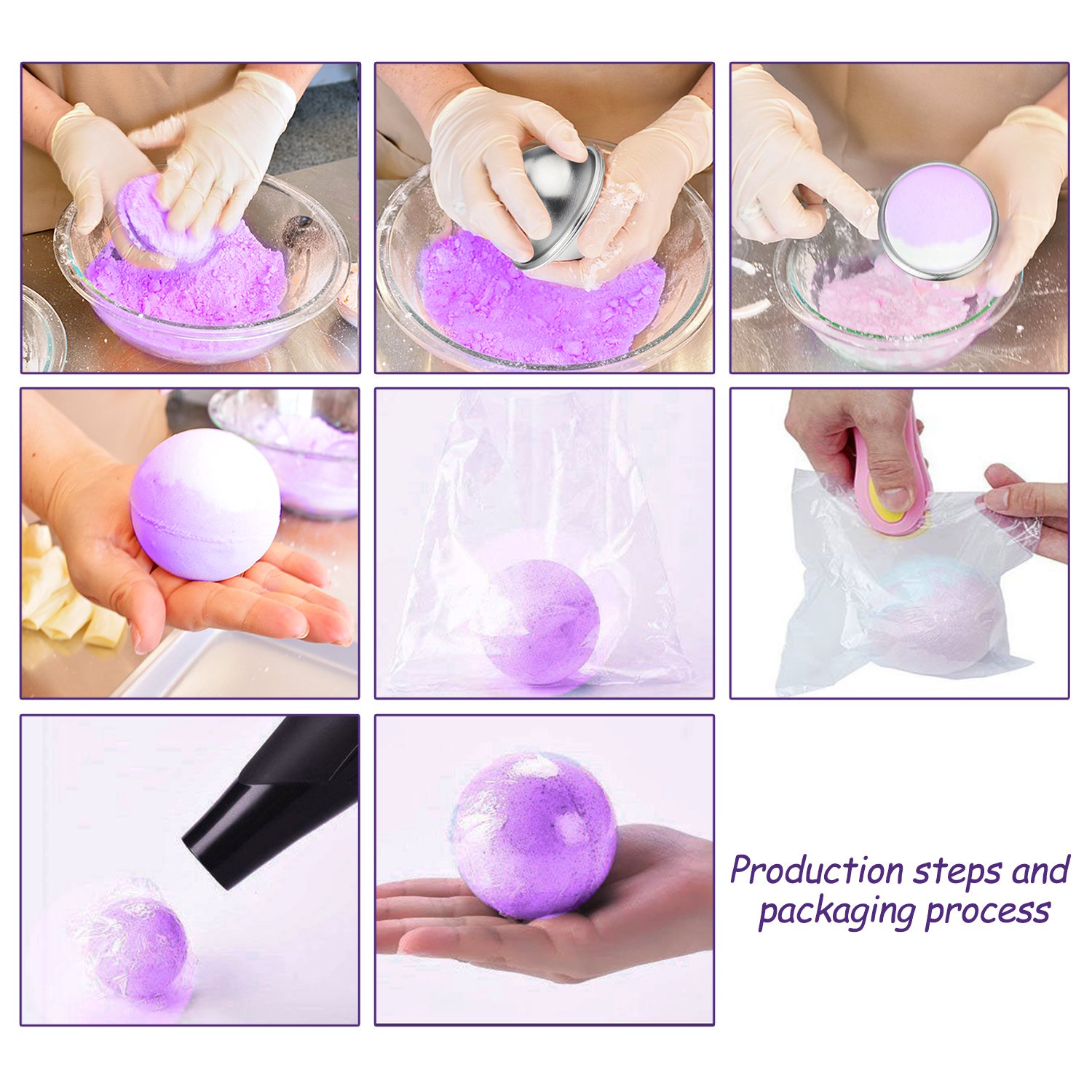 Bath Bomb Making Supplies Kit with 10 Colors Liquid Soap Dye,10 PCS 5 Set Metal Bath Bomb Molds,50PCS Shrink Wrap Bags,Spoons for DIY Handmade Soaps and Crafting Your Own Fizzies