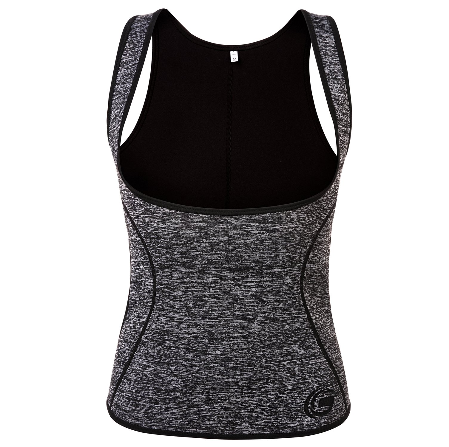 QEESMEI Womens Neoprene Sweat Waist Trainer Cincher Vest Slimming Shirt Body Shaper For Weight Loss (Grey, Small)