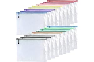 Oaimyy-18 Pcs-Mesh Zipper Pouches File Bags Puzzle Storage Bags Folders Large Bag Zip Pouch for Office Supplies,Organizing Storage,Board Game Organization-(Multicolor, 5"x 7")