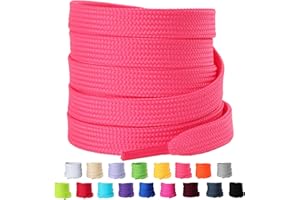 2 Pairs Flat Shoe Laces for Sneakers, 2/5" Wide Athletic Shoelaces in 17 Color