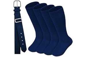HONGTEYA Youth Baseball Socks and Belt Combo Set,Youth Softball Socks and Adjustable Baseball Belt for Boys Girls