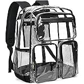Vorspack Clear Backpack Heavy Duty - Extra Large Clear Bookbag Transparent See Through Backpacks for College Work Festival - Black