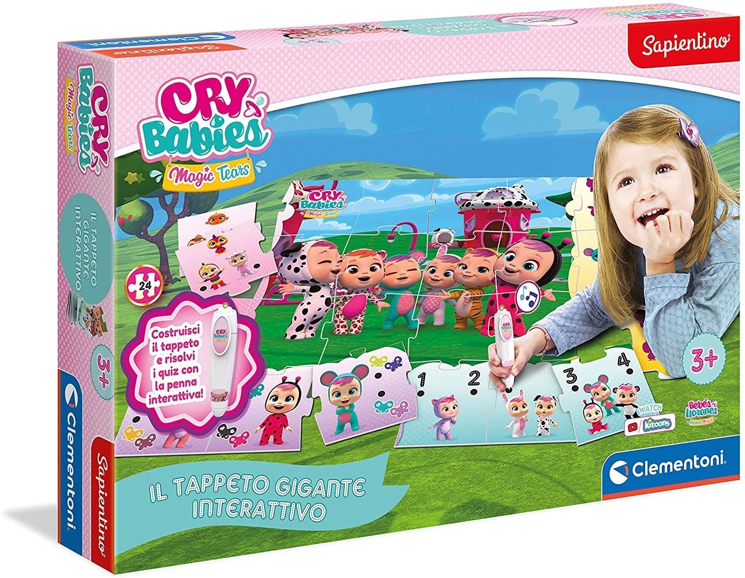 Clementoni - 16279 - Sapientino - The Giant Interactive Carpet Cry Babies - Made in Italy, puzzle children, educational game children 3 years old, electronic speaking game