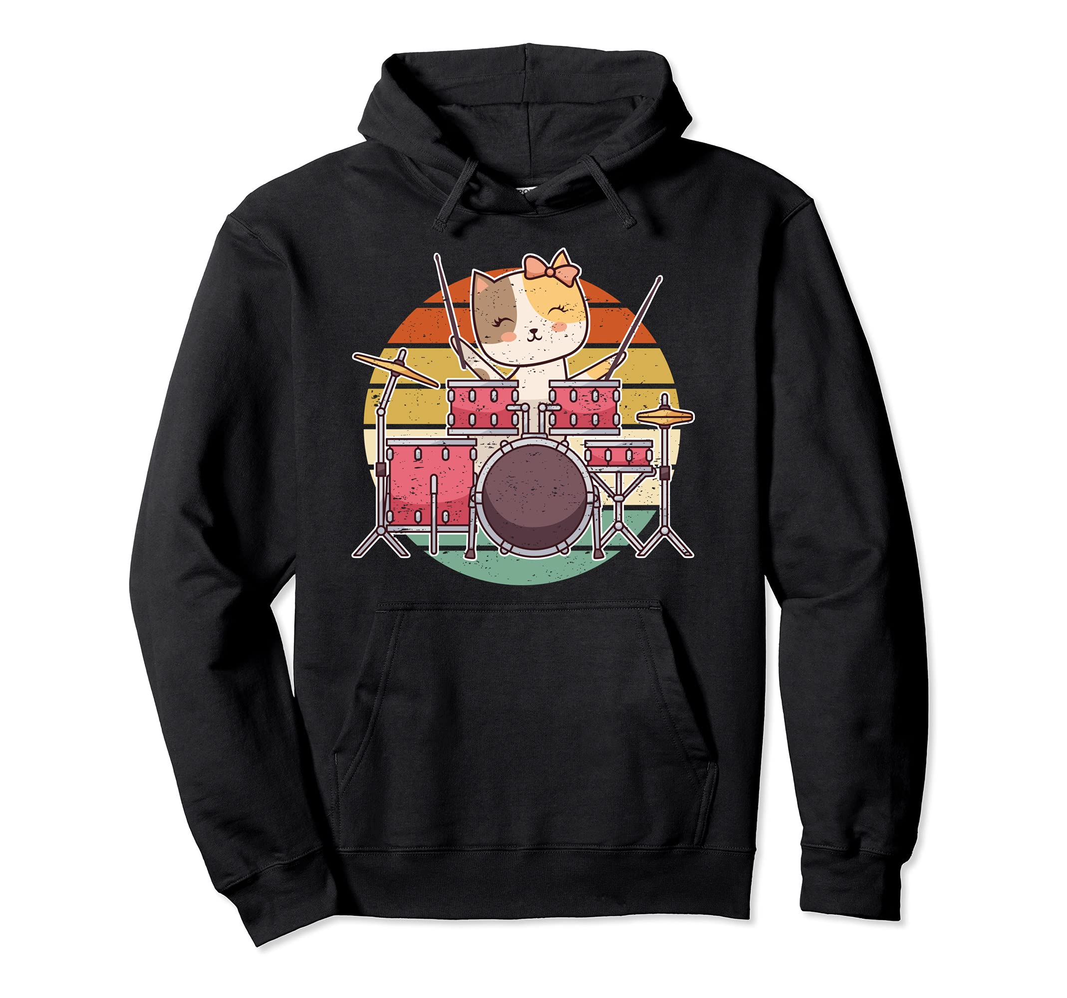 Drummer Drumming Drums Percussion I Drum Kit Kitten Cat Pullover Hoodie