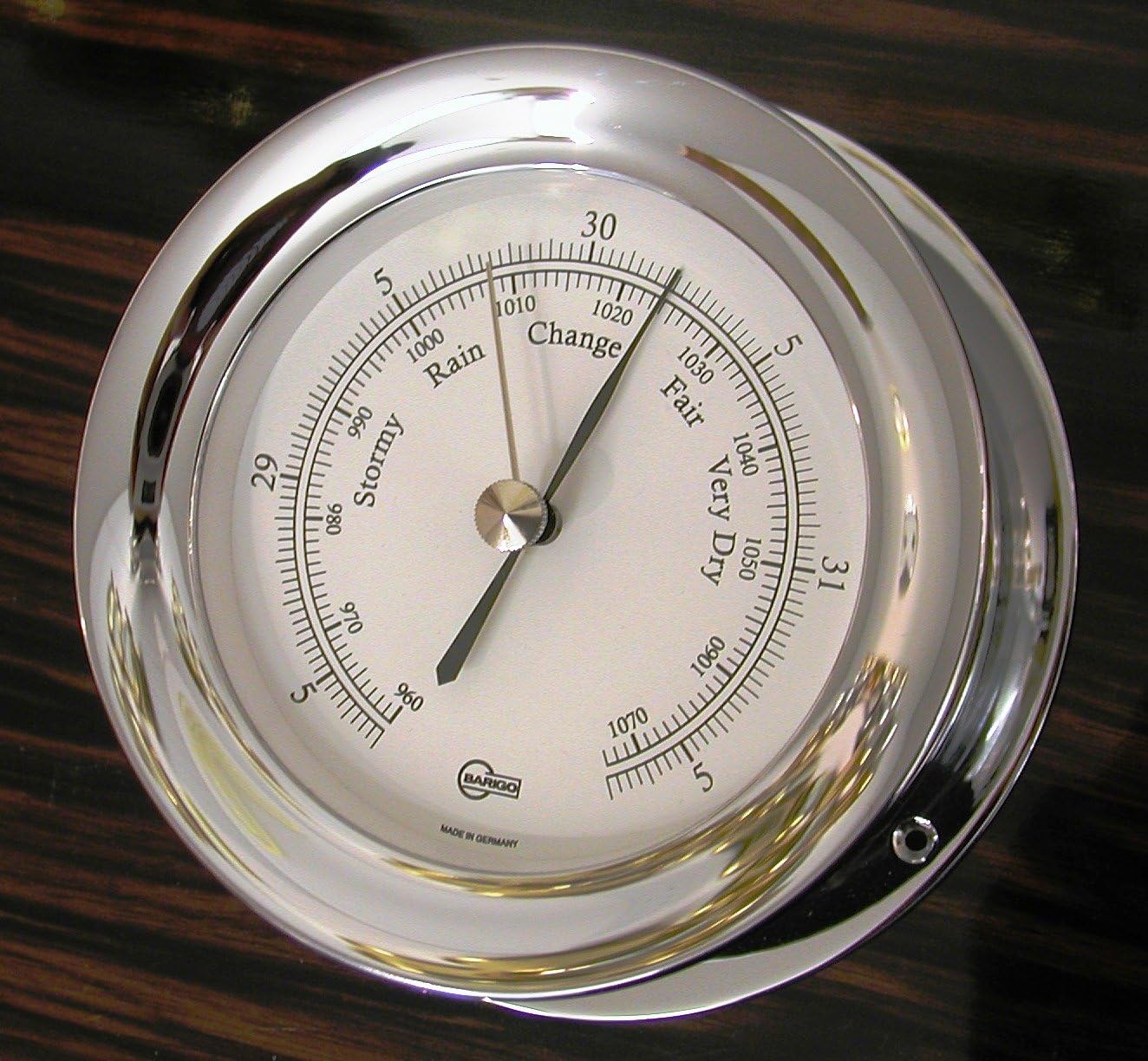 Barigo 1135Cr Barometer with White Dial and Chromed Brass