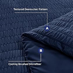 HYMOKEGE Navy Blue Twin Comforter Set Seersucker 5