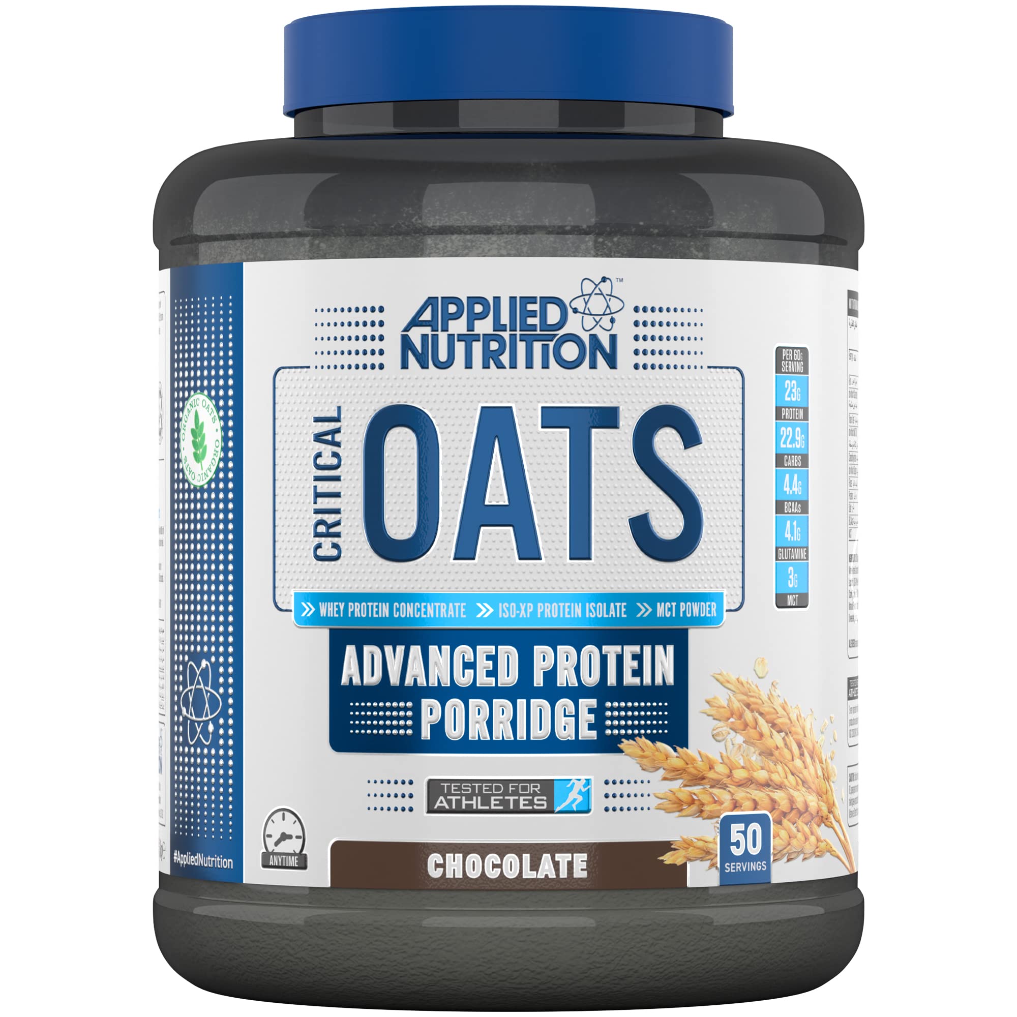 Applied Nutrition Critical Oats – Protein-Packed Oats, Delicious Chocolate Flavor, High in Fiber and Protein for Energy and Recovery (Chocolate) (3kg - 50 Servings)